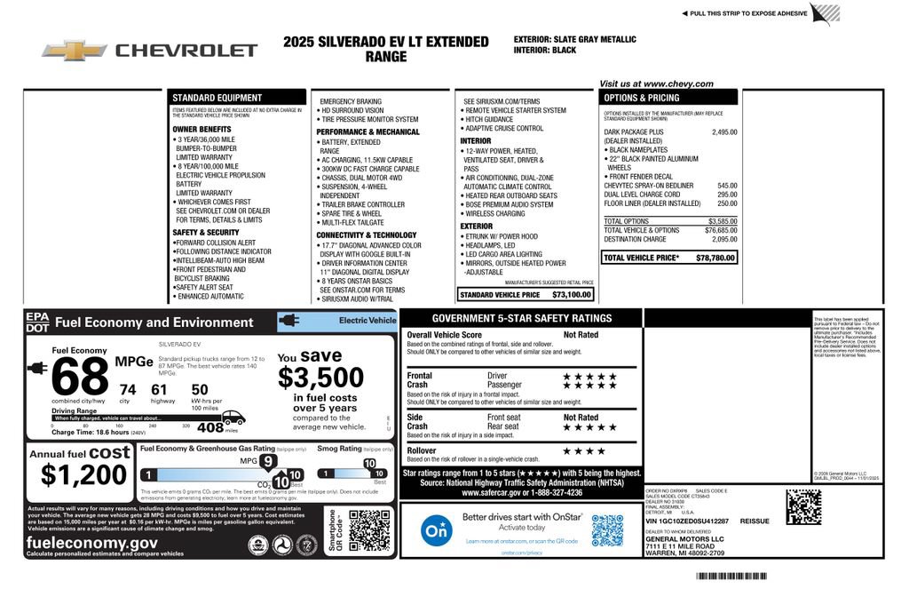 Used 2025 Chevrolet Silverado EV LT w/ LPO, Dark Package Plus AWD/4WD image 4
