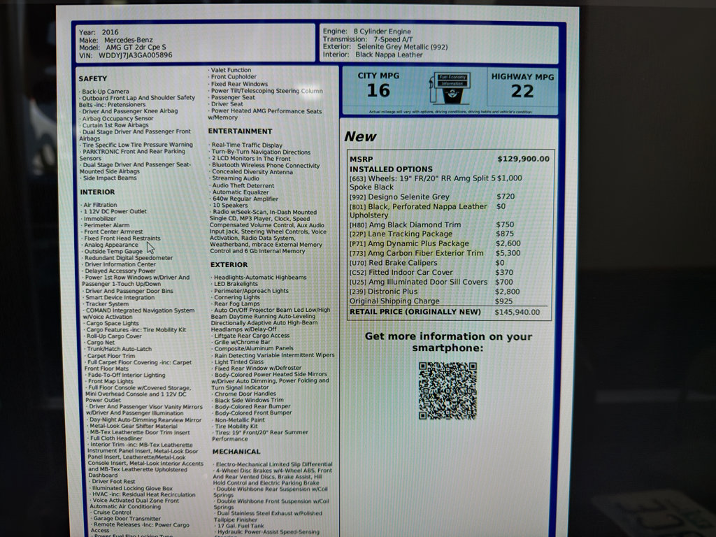 Used 2016 Mercedes-Benz AMG GT S image 15