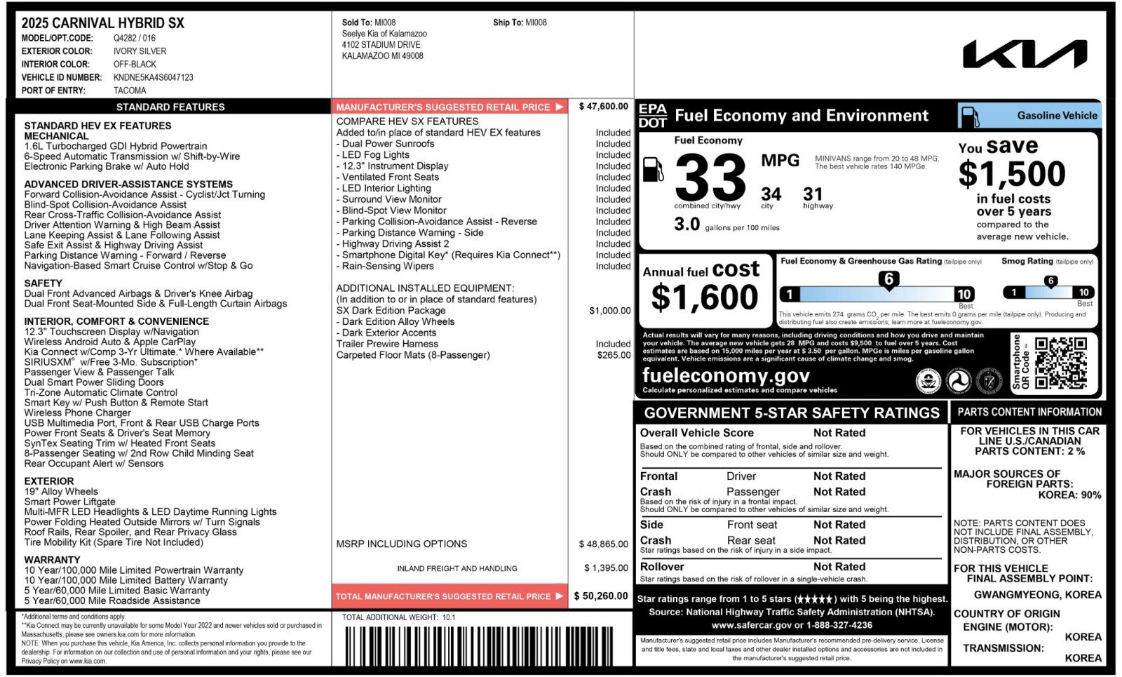 Used 2025 Kia Carnival SX w/ SX Dark Edition Package image 55