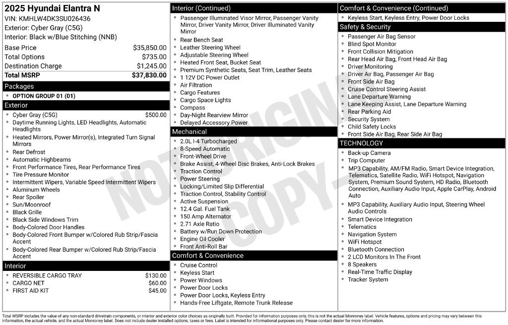 Certified 2025 Hyundai Elantra N FWD image 2