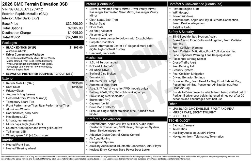 New 2026 GMC Terrain Elevation w/ Black Edition image 41