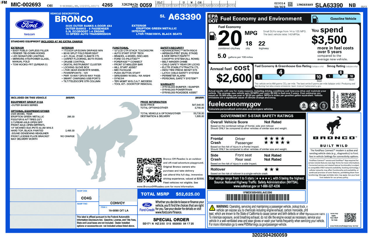Used 2025 Ford Bronco Outer Banks AWD/4WD image 5