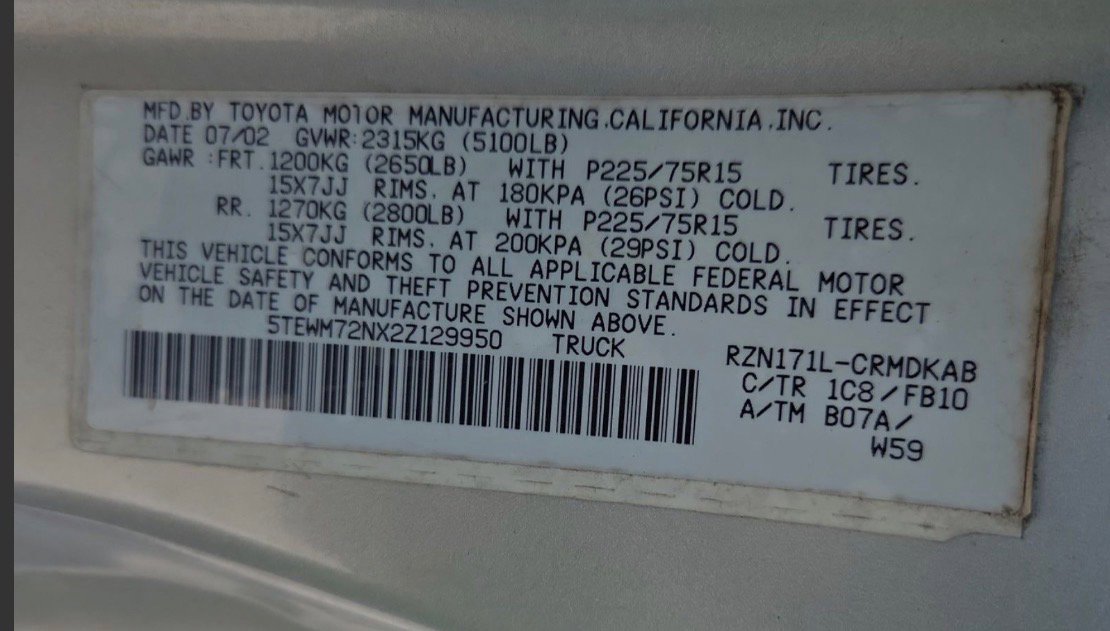 Used 2002 Toyota Tacoma 4x4 Xtracab image 8