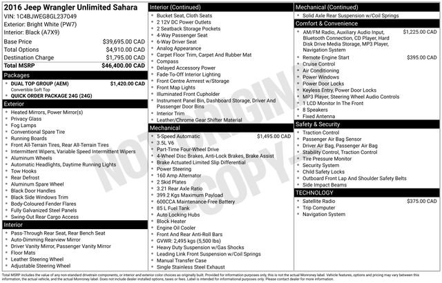 Used 2016 Jeep Wrangler Unlimited Sahara w/ Dual Top Group AWD/4WD image 7