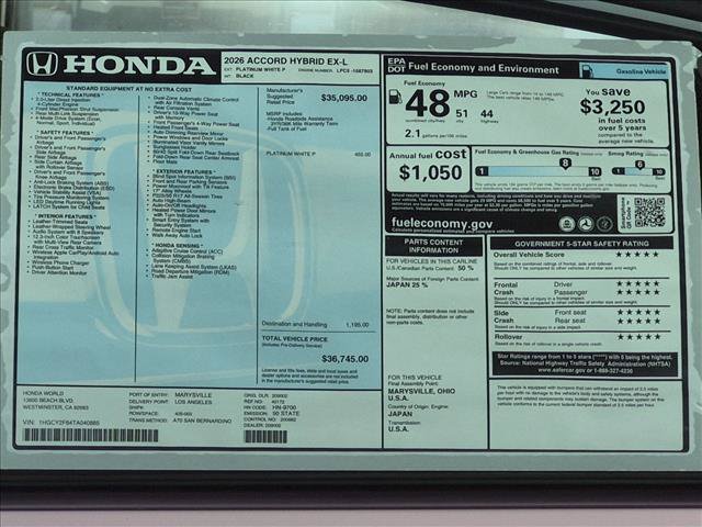 New 2026 Honda Accord EX-L image 17