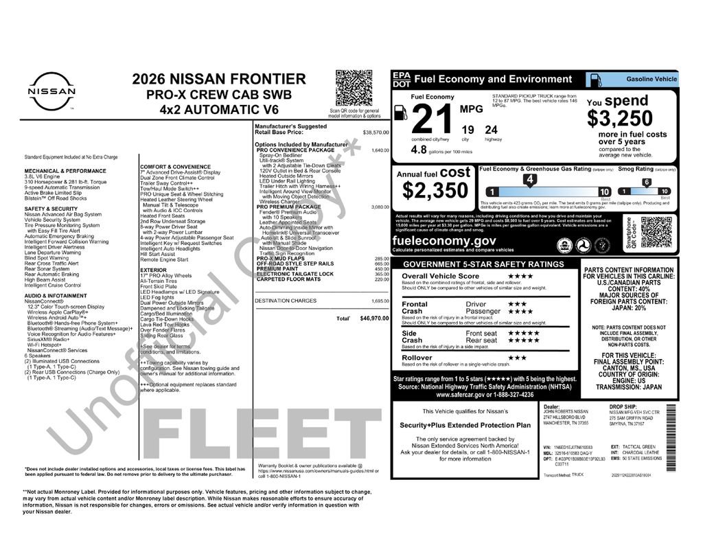Used 2026 Nissan Frontier Pro-X w/ Pro Premium Package RWD image 32