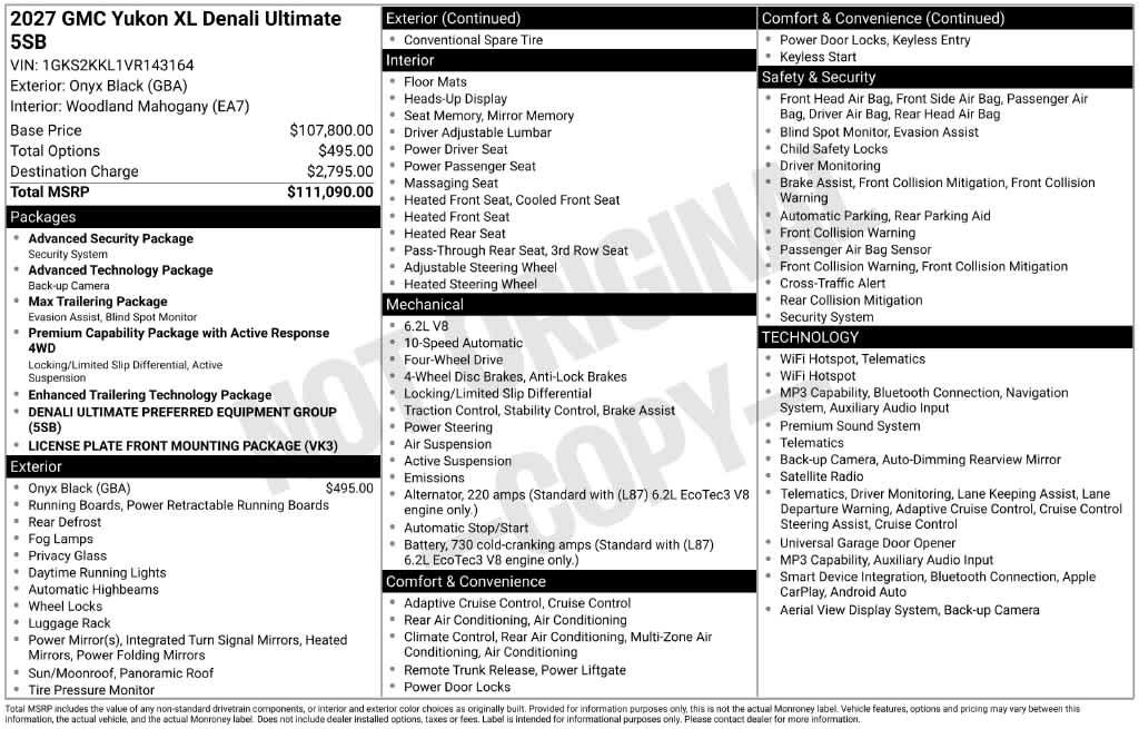 New 2027 GMC Yukon XL Denali Ultimate AWD/4WD image 25