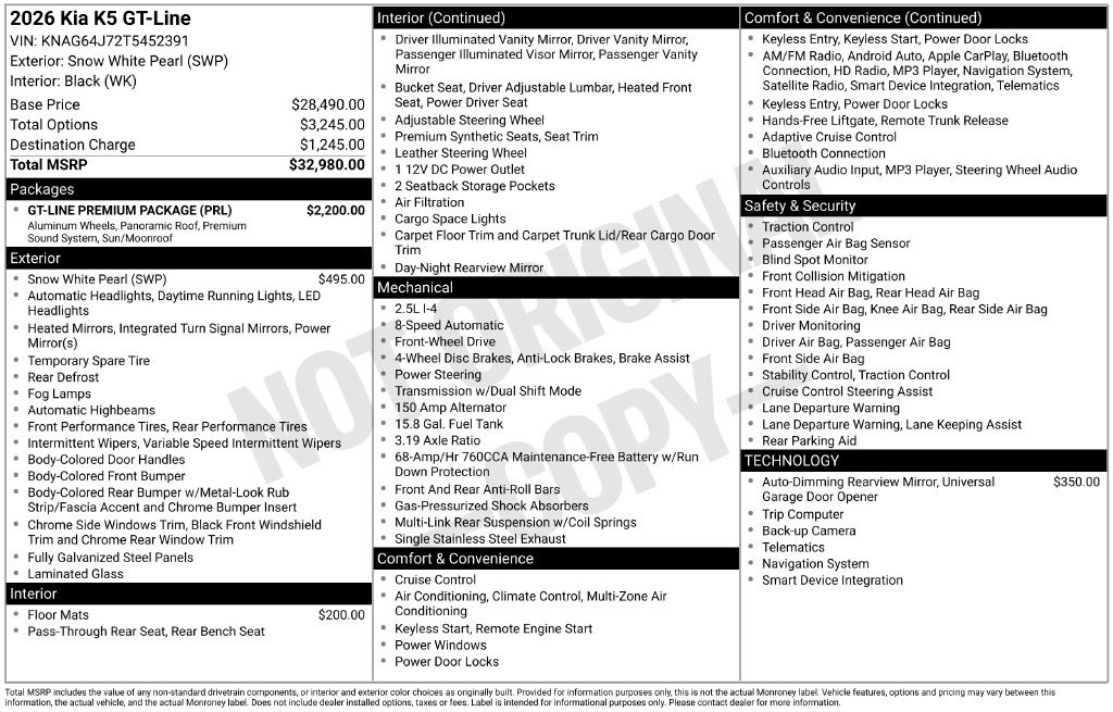 New 2026 Kia K5 GT-Line w/ GT-Line Premium Package FWD image 30