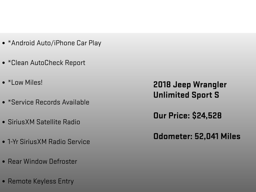 Used 2018 Jeep Wrangler Unlimited Sport S AWD/4WD image 18