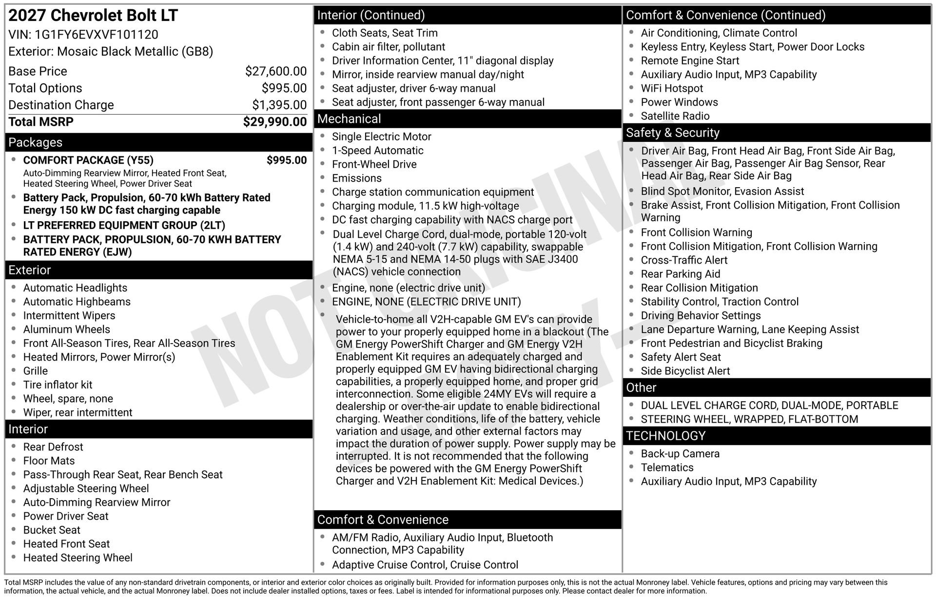 New 2027 Chevrolet Bolt LT w/ Comfort Package FWD image 4