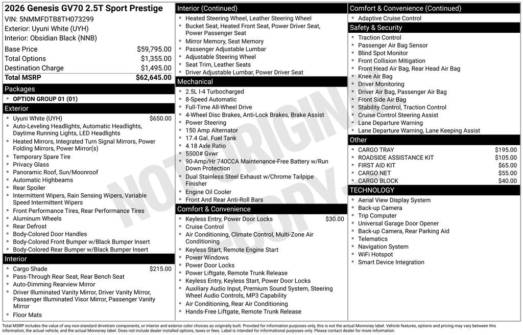 New 2026 Genesis GV70 2.5T Sport Prestige AWD/4WD image 3