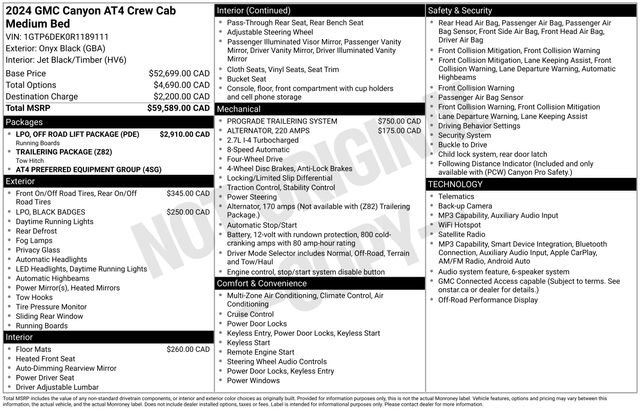 Used 2024 GMC Canyon AT4 w/ LPO, Off Road Lift Package AWD/4WD image 19