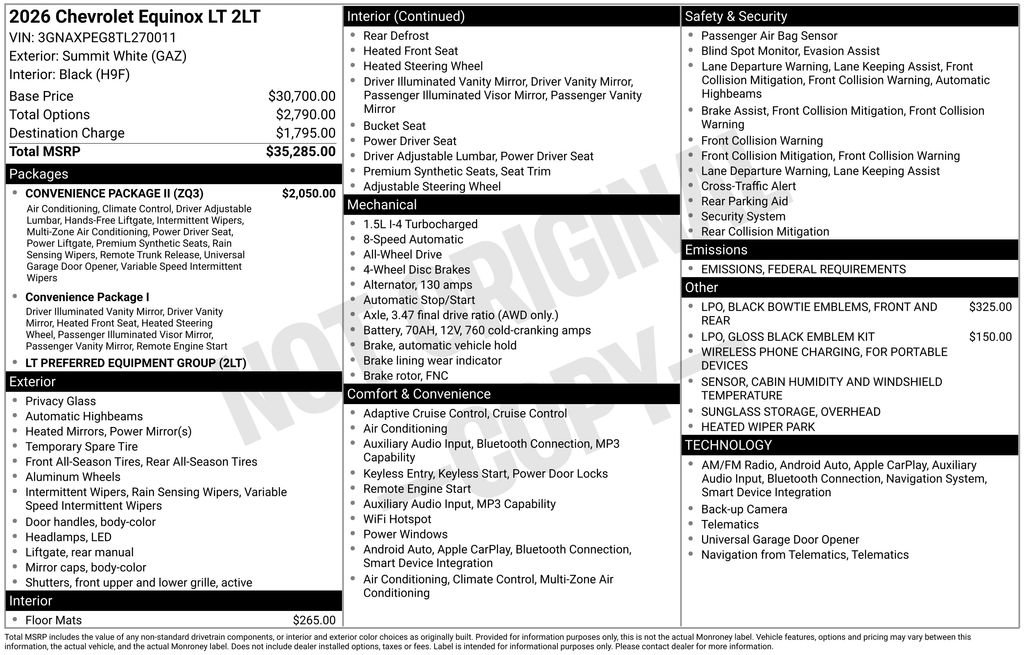 New 2026 Chevrolet Equinox LT w/ Convenience Package II image 8