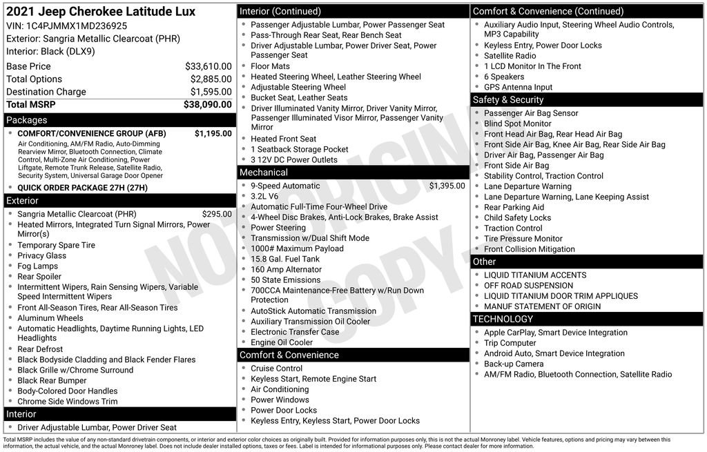 Certified 2021 Jeep Cherokee Latitude Lux w/ Comfort/Convenience Group image 48