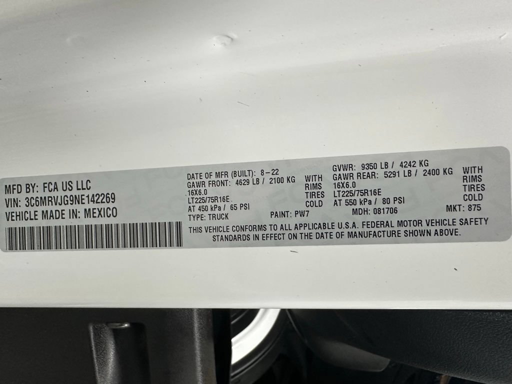 Used 2022 RAM ProMaster 3500 w/ Premium Convenience Group (B) FWD image 11
