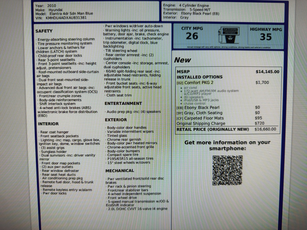 Used 2010 Hyundai Elantra w/ Comfort Pkg 2 image 15