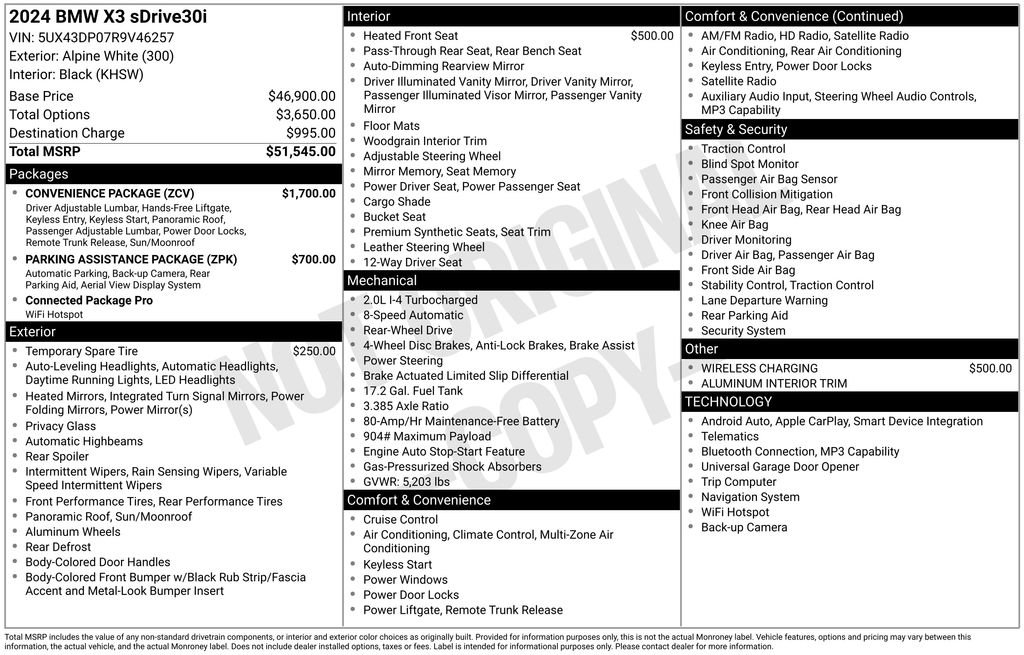 Certified 2024 BMW X3 sDrive30i w/ Convenience Package RWD image 7