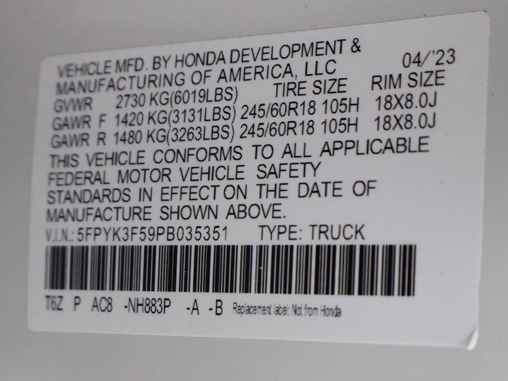Used 2023 Honda Ridgeline RTL image 53