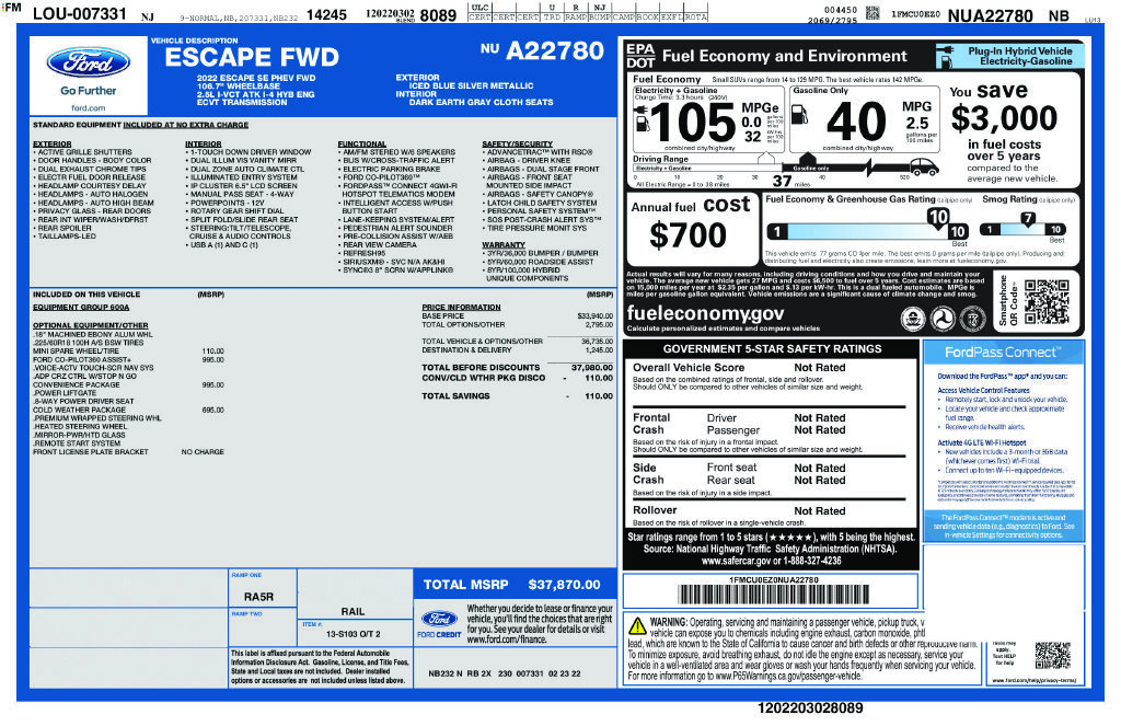 Used 2022 Ford Escape SE w/ Convenience Package FWD image 19