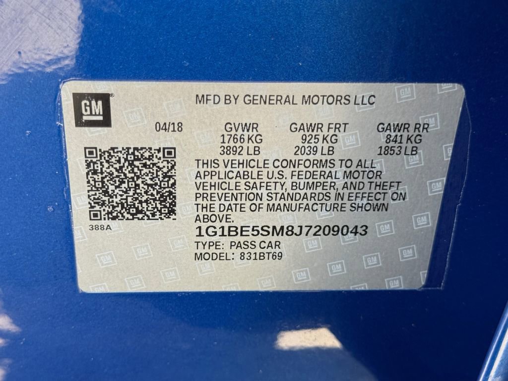 Used 2018 Chevrolet Cruze LT w/ Sun And Sound Package FWD image 27