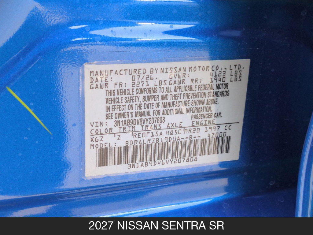 New 2027 Nissan Sentra SR w/ Floor Mat Package FWD image 24