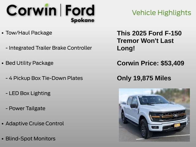 Certified 2025 Ford F150 Tremor w/ Bed Utility Package AWD/4WD image 7