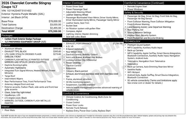 Certified 2026 Chevrolet Corvette Stingray Coupe w/ 1LT RWD image 22