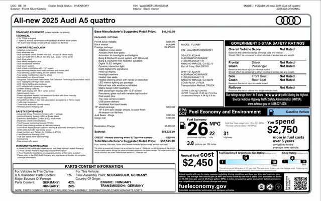 New 2025 Audi A5 2.0T Prestige AWD/4WD image 31