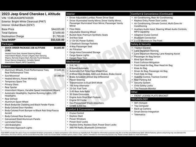 Used 2023 Jeep Grand Cherokee L Laredo AWD/4WD image 36