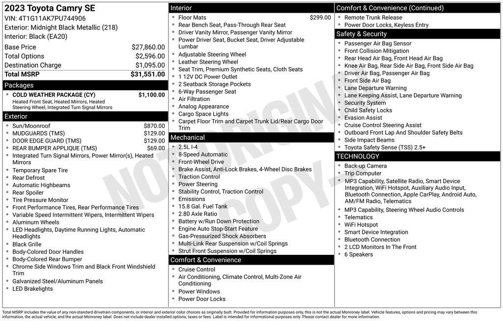 Certified 2023 Toyota Camry SE w/ Cold Weather Package FWD image 2