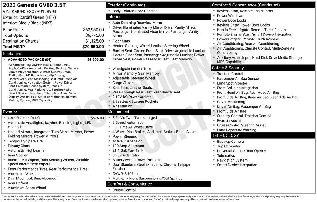 Used 2023 Genesis GV80 3.5T w/ Advanced Package image 5