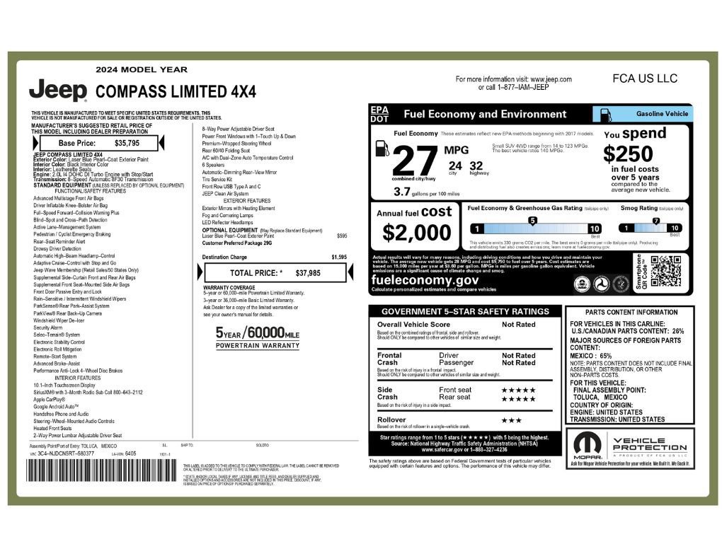 Used 2024 Jeep Compass Limited AWD/4WD image 2