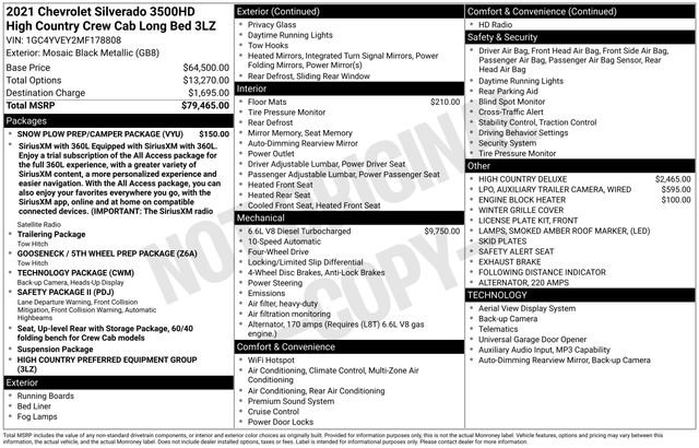 Used 2021 Chevrolet Silverado 3500 High Country w/ Snow Plow Prep/Camper Package AWD/4WD image 9
