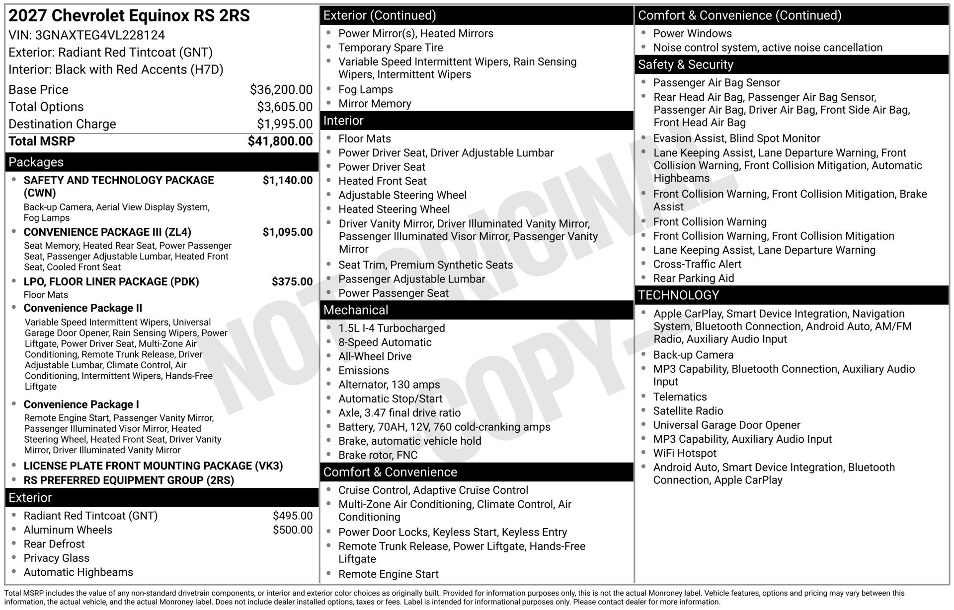 New 2027 Chevrolet Equinox RS w/ Safety and Technology Package AWD/4WD image 5