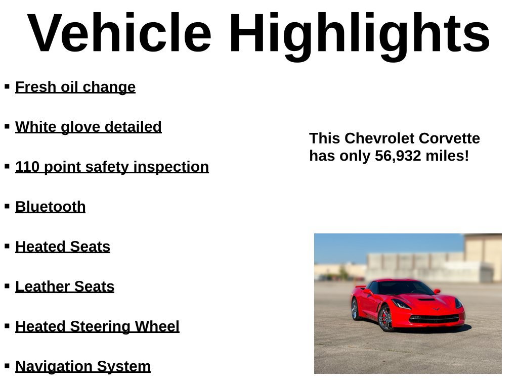 Used 2015 Chevrolet Corvette Stingray Coupe w/ 2LT Preferred Equipment Group RWD image 27