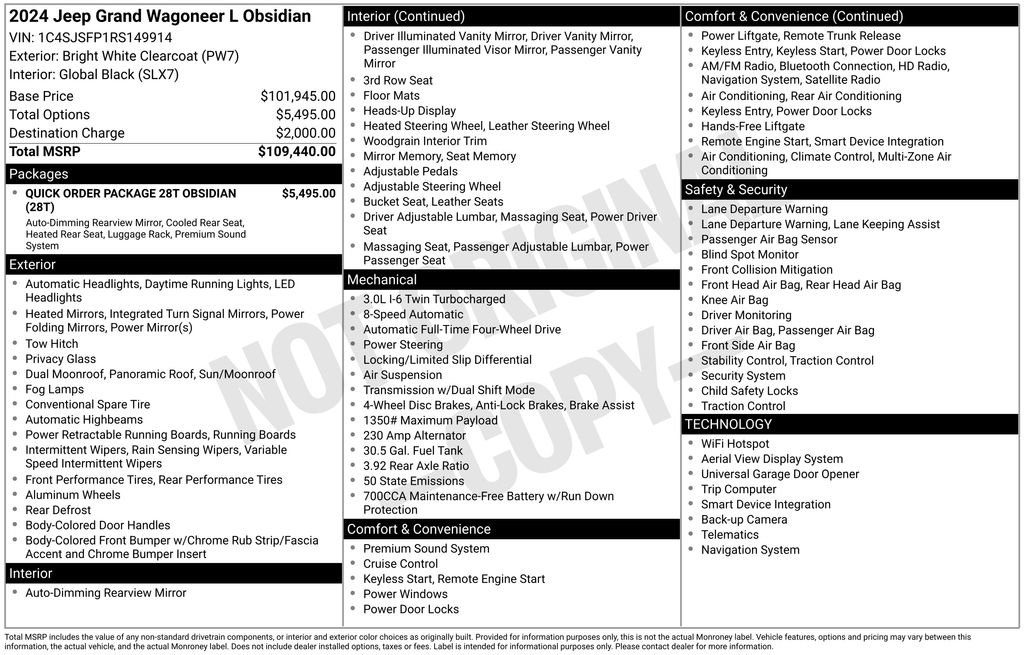 Used 2024 Jeep Grand Wagoneer L Series II w/ Quick Order Packagew 28T image 6