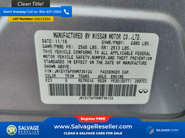 Used 2017 INFINITI Q50 3.0t Premium RWD image 16