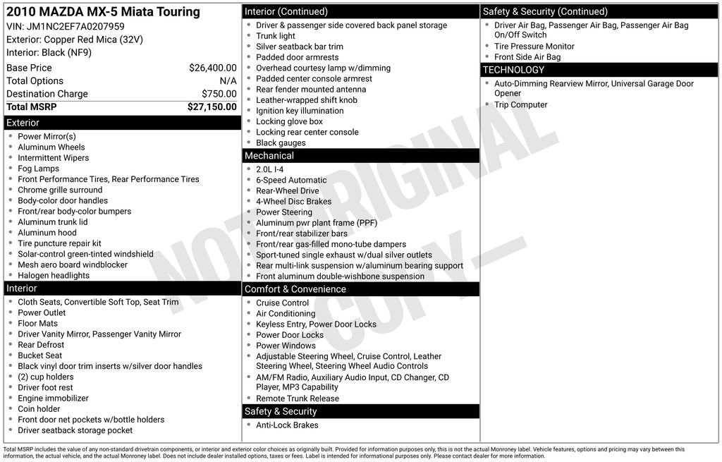 Used 2010 MAZDA MX-5 Miata Touring image 33