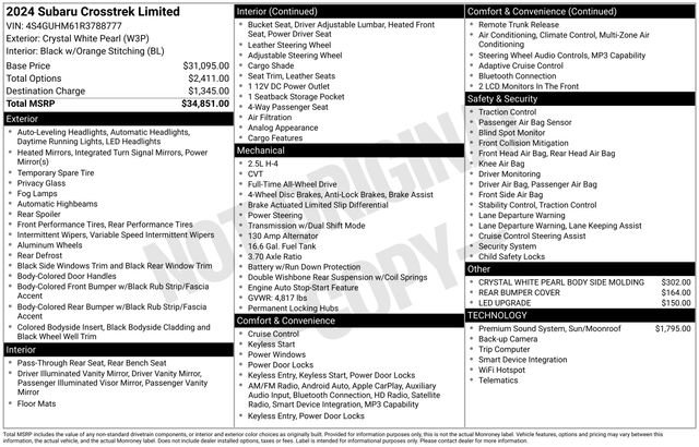 Certified 2024 Subaru Crosstrek 2.5i Limited AWD/4WD image 3