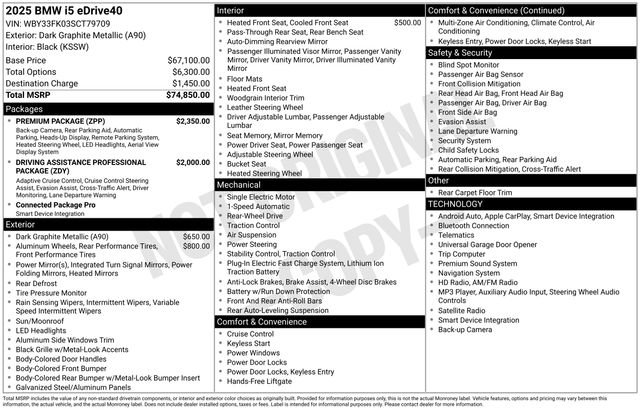 Certified 2025 BMW i5 eDrive40i w/ Premium Package RWD image 47