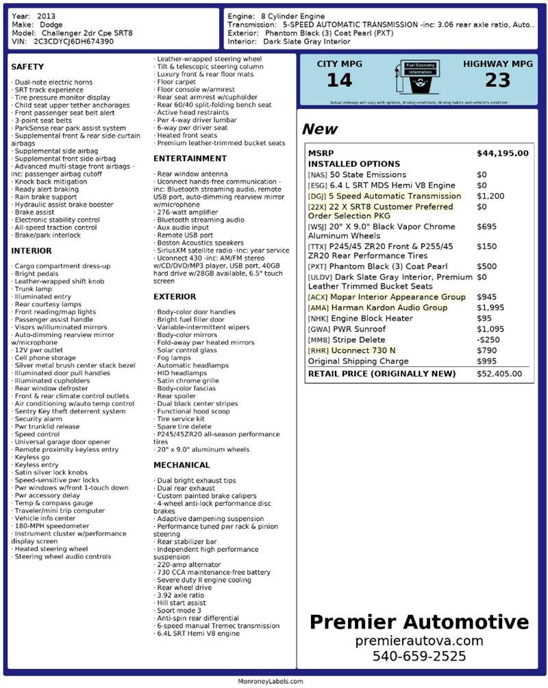 Used 2013 Dodge Challenger SRT8 w/ Harman Kardon Audio Group image 2