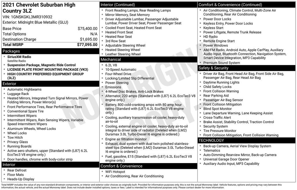 Used 2021 Chevrolet Suburban High Country AWD/4WD image 6