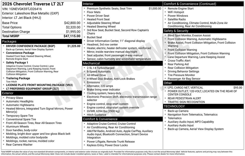 New 2026 Chevrolet Traverse LT w/ Driver Confidence Package AWD/4WD image 4