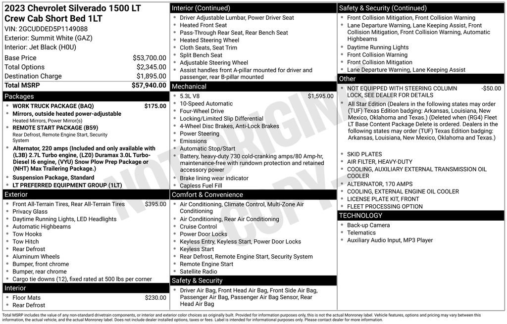 Used 2023 Chevrolet Silverado 1500 LT w/ Work Truck Package image 41