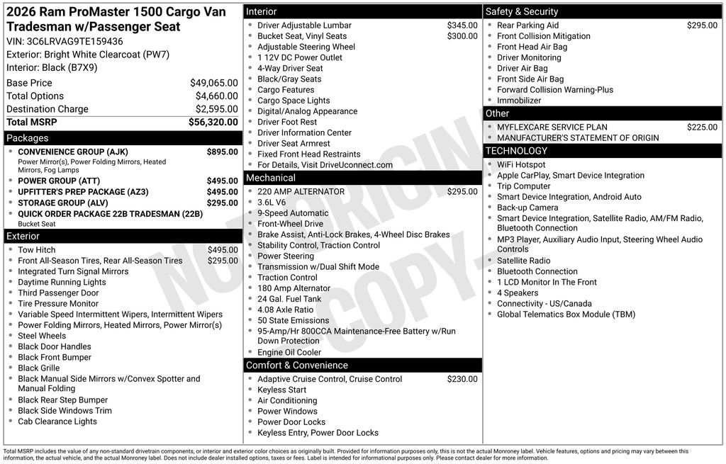 New 2026 RAM ProMaster 1500 w/ Convenience Group FWD image 37