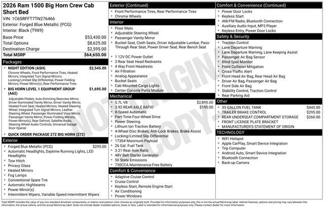 New 2026 RAM 1500 Big Horn w/ Night Edition AWD/4WD image 30