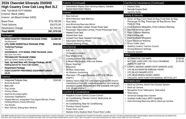 Certified 2026 Chevrolet Silverado 3500 High Country w/ High Country Premium Package AWD/4WD image 37