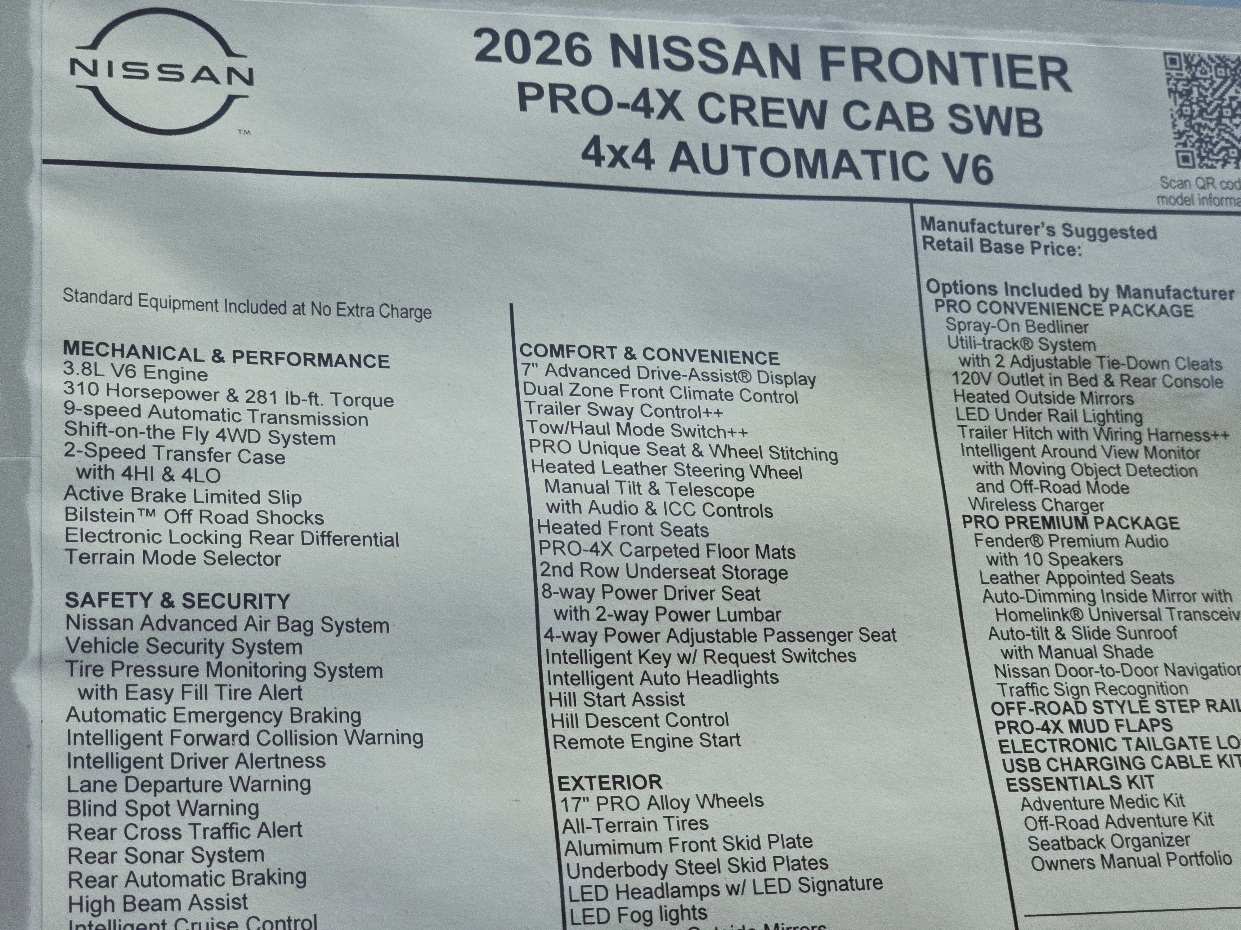 New 2026 Nissan Frontier PRO-4X w/ Pro Premium Package image 7