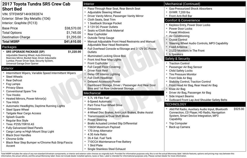 Used 2017 Toyota Tundra SR5 w/ SR5 Upgrade Package AWD/4WD image 31