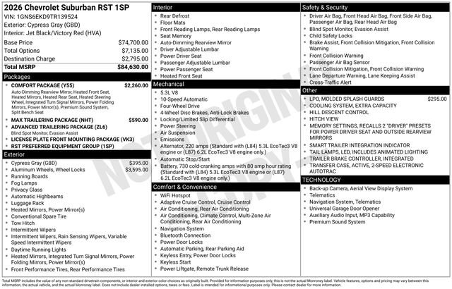 New 2026 Chevrolet Suburban RST w/ Comfort Package image 45